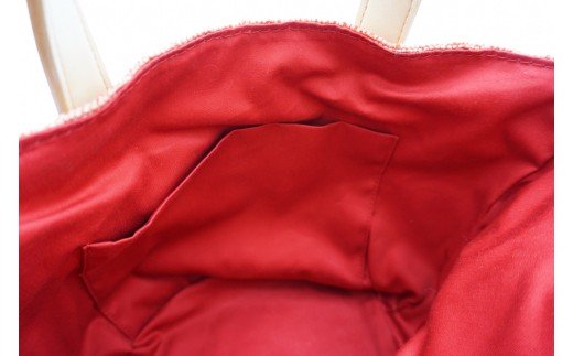 【富岡産シルク使用】　手織り茜染め　きびそ布(絹)のトートバック