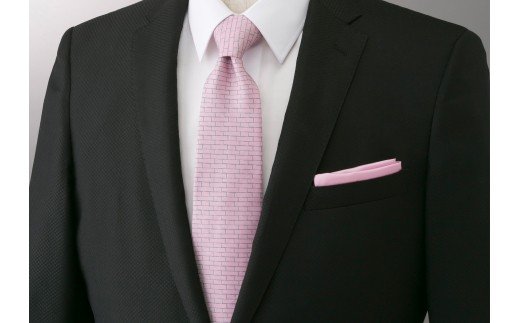 【高級国産シルク100%】　ポケットチーフ プレーン：ピンク