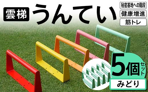 雲梯（うんてい）5個セット ＜みどり＞ 雲梯 ウンテイ 健康 健康増進 ダイエット 筋トレ 屋根裏や秘密基地への階段 F21E-259