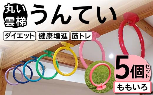 丸い 雲梯（うんてい） 5個セット ＜ももいろ＞ 雲梯 ウンテイ 健康 健康増進 ダイエット 筋トレ F21E-277