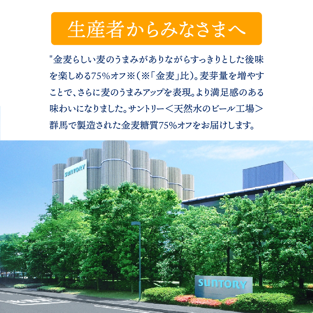 【6ヵ月定期便】サントリー 金麦 糖質75％オフ 500ml×24本 6ヶ月コース(計6箱)〈天然水のビール工場〉群馬※沖縄・離島地域へのお届け不可