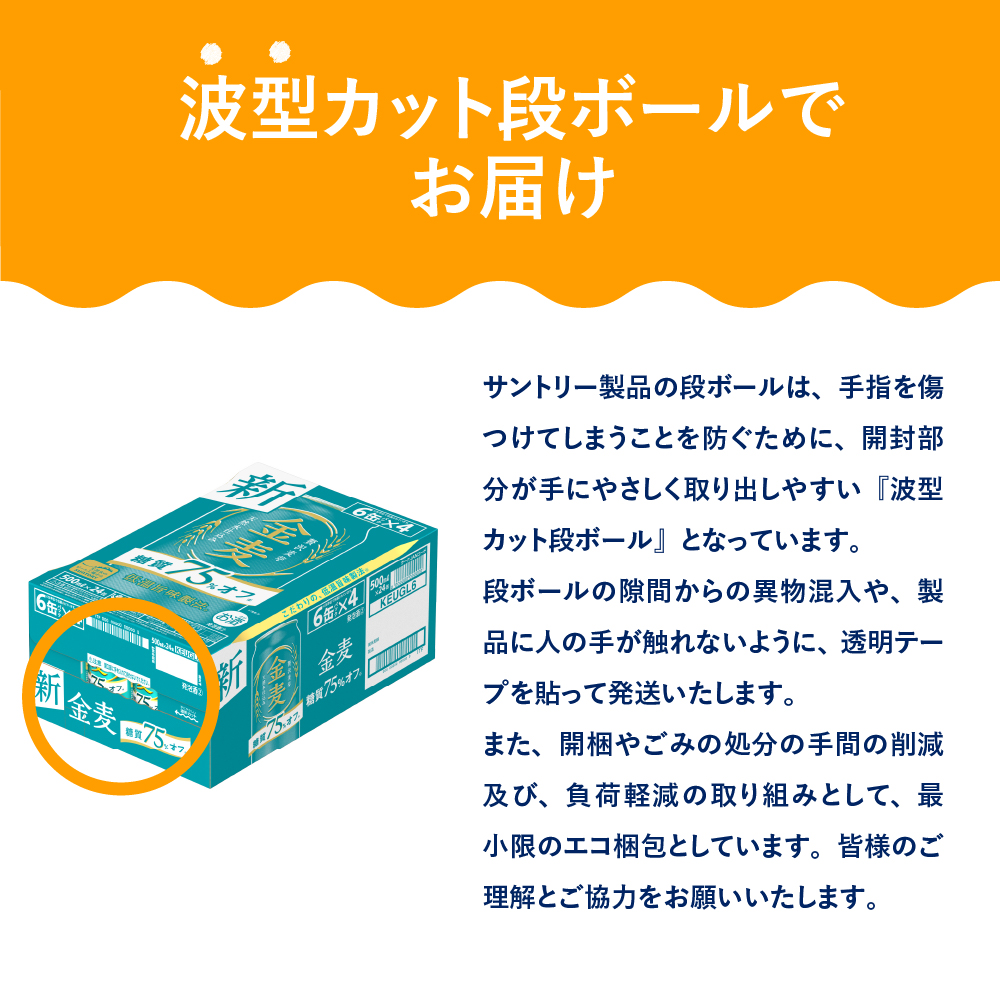 【6ヵ月定期便】サントリー 金麦 糖質75％オフ 500ml×24本 6ヶ月コース(計6箱)〈天然水のビール工場〉群馬※沖縄・離島地域へのお届け不可