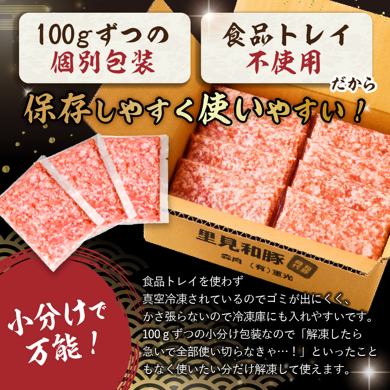 房総ブランド豚　里見和豚　小分け　挽肉800g（100g×8パック）個別包装　トレイ不使用 