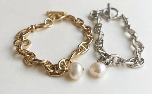 [Cherieオリジナルブレスレット]pearl chain brace / silver