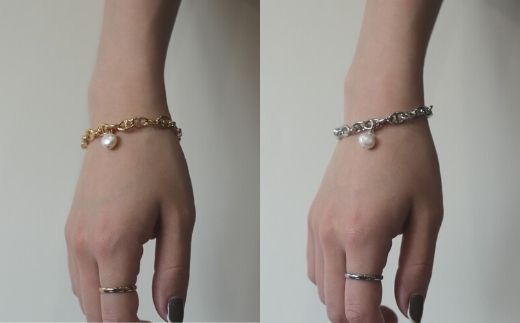 [Cherieオリジナルブレスレット]pearl chain brace / gold