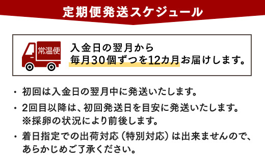 【12ヶ月定期便】相模原市田名のおがわのたまご　ピンク卵　Mサイズ 30個(27個＋割れ補償3個)×12か月 ※着日指定不可