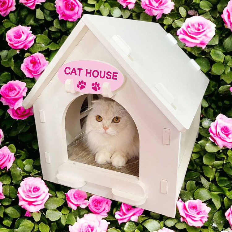 猫家具 キャットファニチャーシリーズ 猫のおうち『キャットホワイトハウス』　※沖縄・離島への配送不可