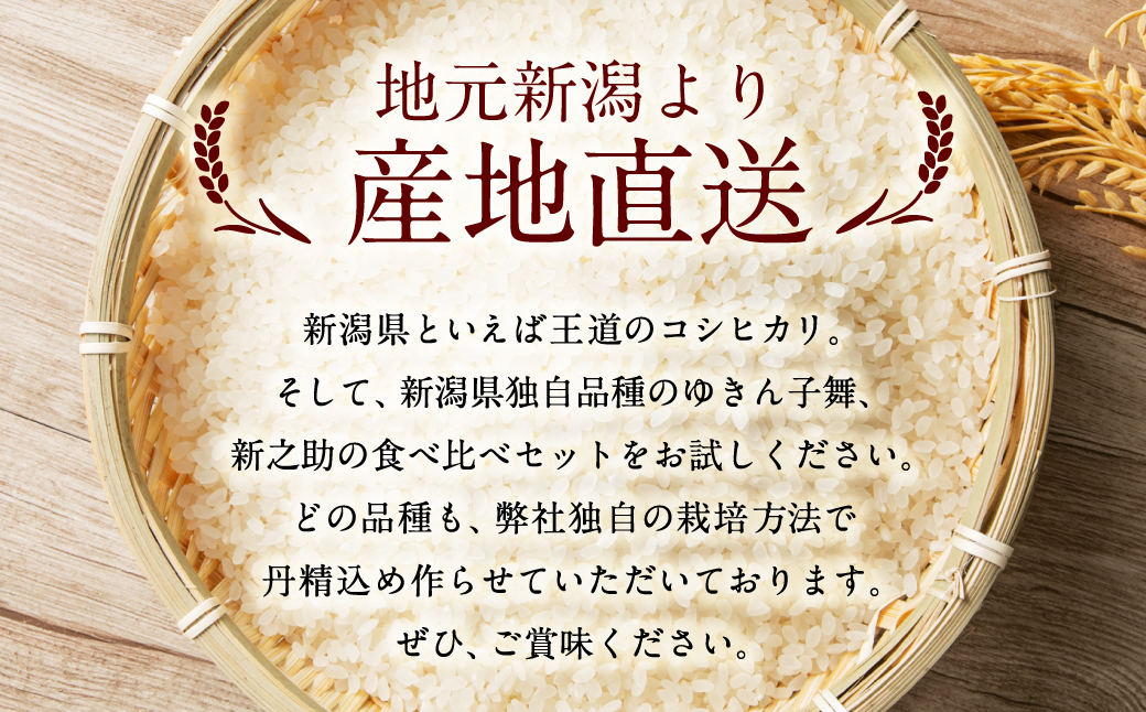 【新米受付・令和6年産米】NA4110 違いを楽しめるお米セット 新潟県産 コシヒカリ・ゆきん子舞・新之助　計6kg