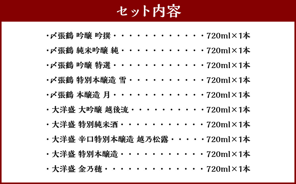 D4062 村上地酒10本セットD（〆張鶴・大洋盛）