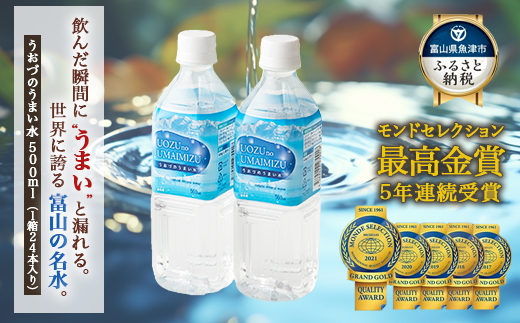 うおづのうまい水 500ml 24本入り｜ミネラルウォーター 水 ペットボトル 飲料 ※北海道・沖縄・離島への配送不可