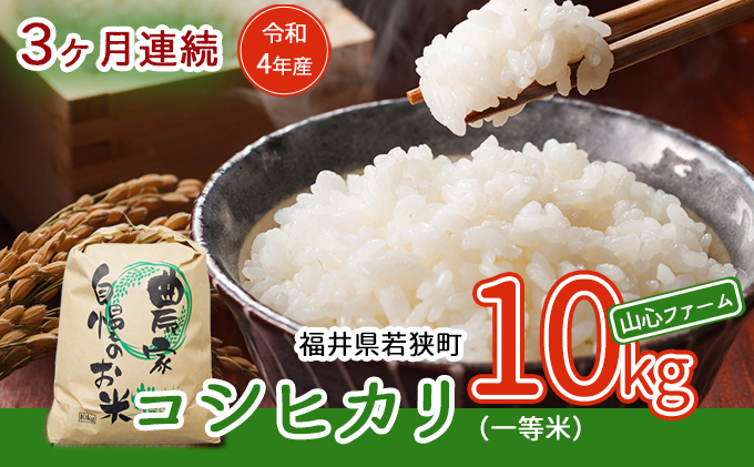 【3ヶ月連続】令和5年産福井県若狭町コシヒカリ（一等米）10kg（山心ファーム）