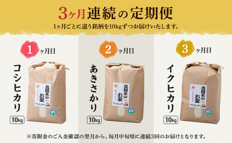 米 定期便 3ヶ月 農賊王のお宝分け 10kg 高島屋選定品 コシヒカリ こしひかり あきさかり イクヒカリ お米 おこめ こめ コメ 白米 精米 ご飯 ごはん 福井県 福井 3回 お楽しみ