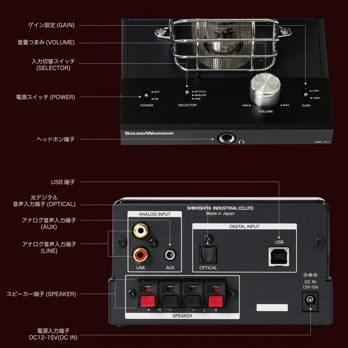 城下工業　SOUND WARRIOR　小型ハイブリッド真空管アンプ＆キューブ型スピーカーセット　SWL-T01SET1-SD