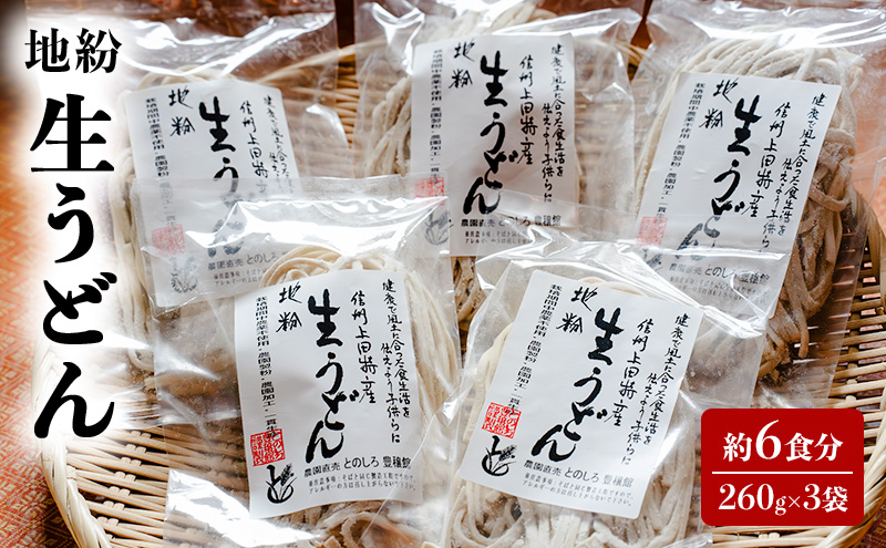 地粉 生うどん 6食分 (260g×3袋) 国産 信州産 生麺 信州うどん うどん 小麦粉 麺類 お中元 信州 長野 長野県 上田市