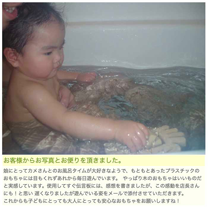 水陸両用お風呂で遊ぶ木のおもちゃ「かめ」