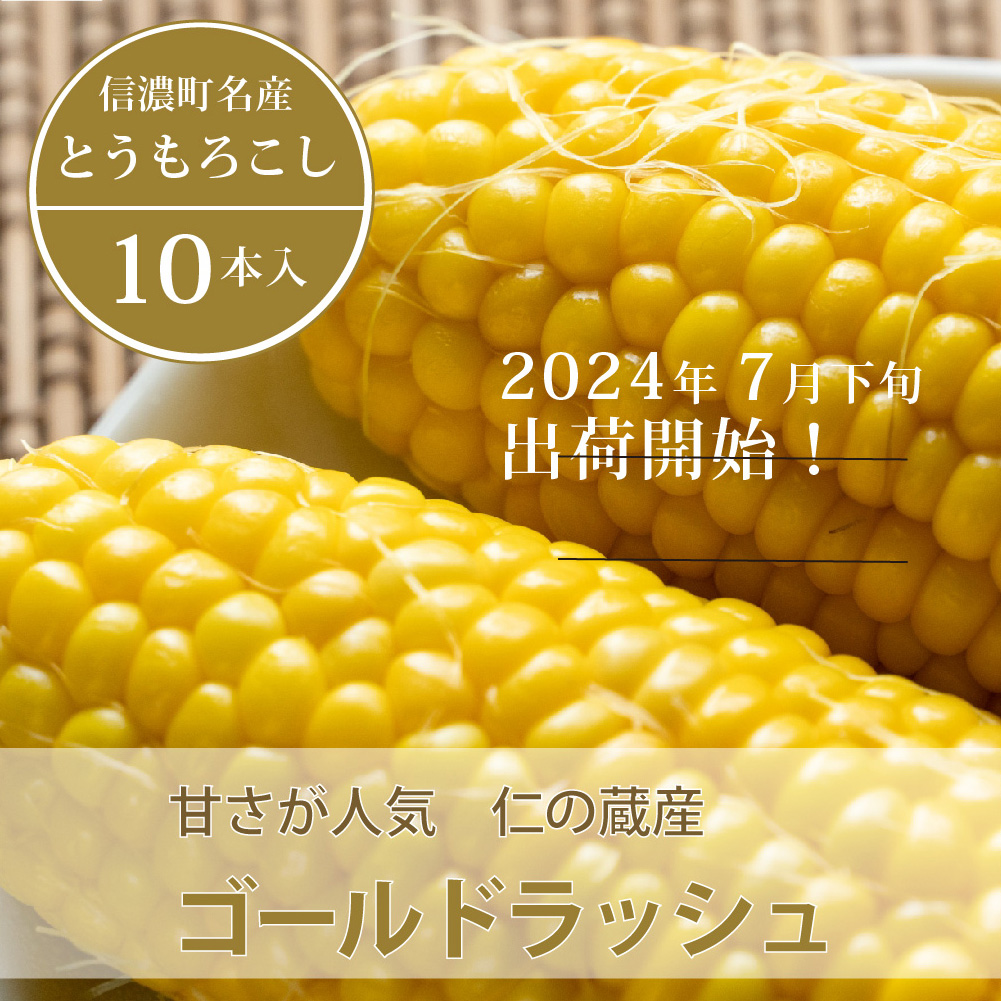 【品切れ御礼！】仁の蔵『ゴールドラッシュ 10本』信濃町産トウモロコシ ／スイートコーンの人気品種を予約受付中！ 令和6年7～8月出荷予定【長野県信濃町ふるさと納税】