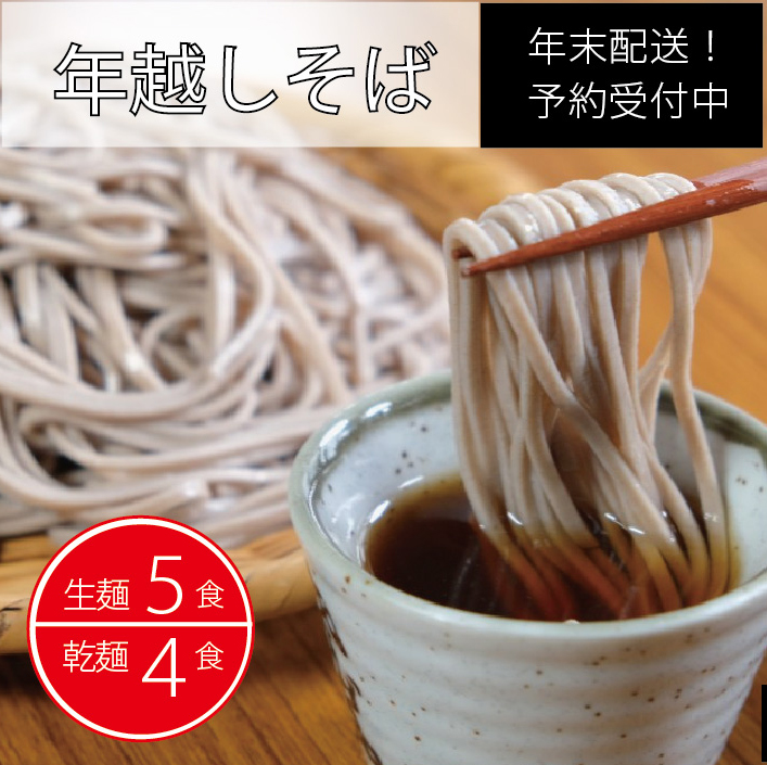 [年末配送]製麺所直送! 年越し生そばセット(生麺5食・乾麺4食分) 年末限定製造|つゆ・薬味付き[長野県信濃町ふるさと納税]