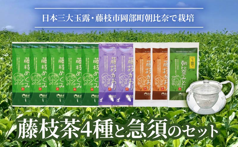 お茶 4種 急須 セット 緑茶 煎茶 玉露 日本茶 和紅茶 国産 ギフト 詰合せ 詰め合わせ