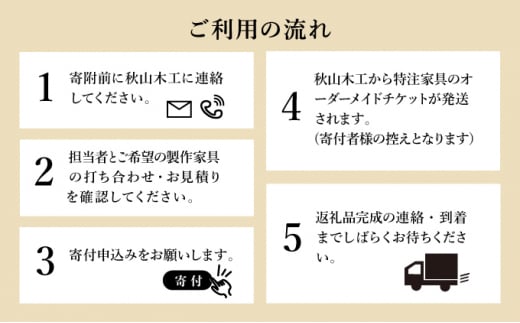 【秋山木工】特注家具オーダーメイドチケット （3,000円相当）