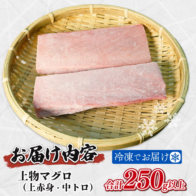 天然 マグロ 2種 250g 以上 刺身 上物 まぐろ 鮪 赤身 中トロ 冷凍 静岡県 藤枝市