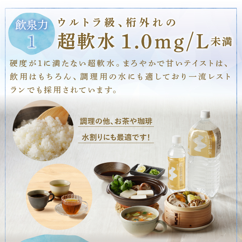 飲む温泉　観音温泉　２L　(６本入)　２ケース　定期便　１年間　毎月