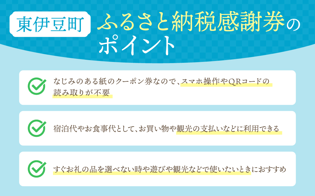 東伊豆町 ふるさと納税 感謝券 3000円 1066 ／ 静岡県 旅行 宿泊 食事 観光 チケット クーポン 補助 リフォーム ホテル 動物園 海鮮 みかん 金目鯛 稲取 熱川 ギフト 土産