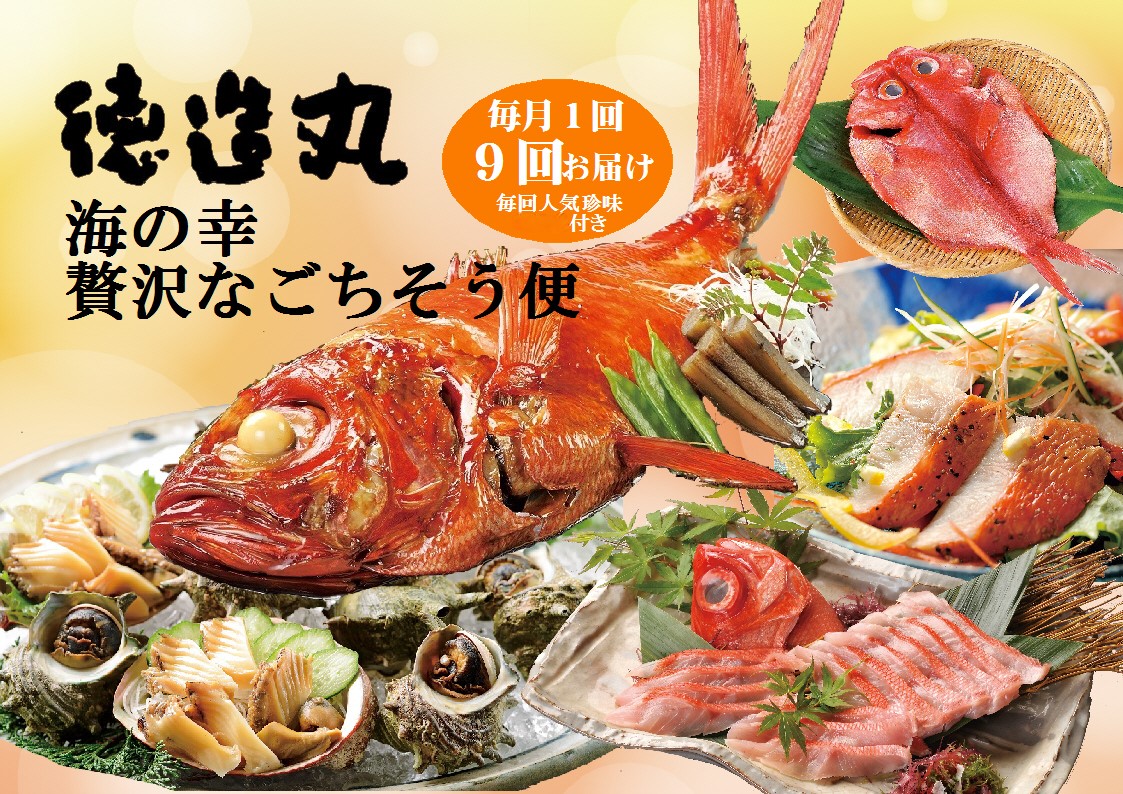 （冷凍） 贅沢なごちそう定期便 毎月1回×9回コース＋毎回人気の珍味付き I009 ／ 徳造丸 金目鯛 海の幸 海鮮 静岡県 東伊豆町