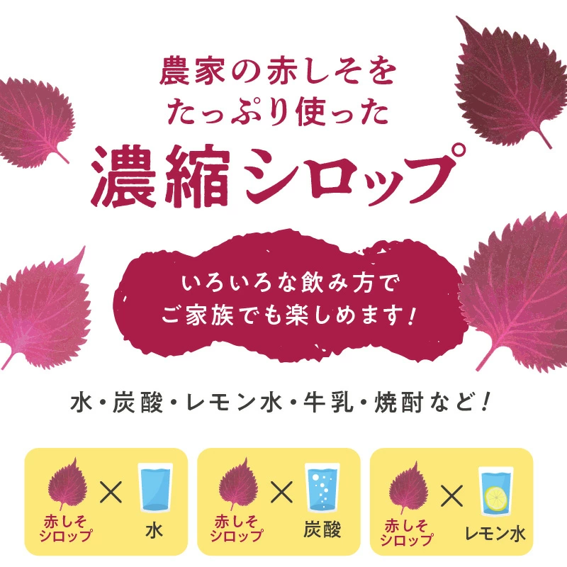 【碧南産赤しそ使用 】さわやかな甘み！農家がつくった赤しそシロップ 600ml×2本　H165-004