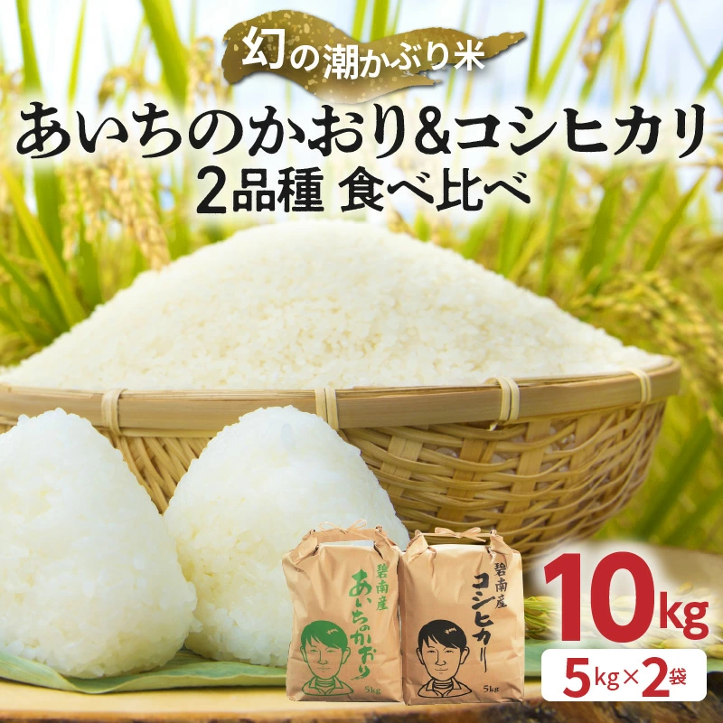 【幻の潮かぶり米】令和6年産新米 あいちのかおり&コシヒカリ2品種 食べ比べ10kg（5kg×2袋） 米 コメ 新米 あいち 愛知 かおり コシヒカリ こしひかり 予約 予約受付 H073-005