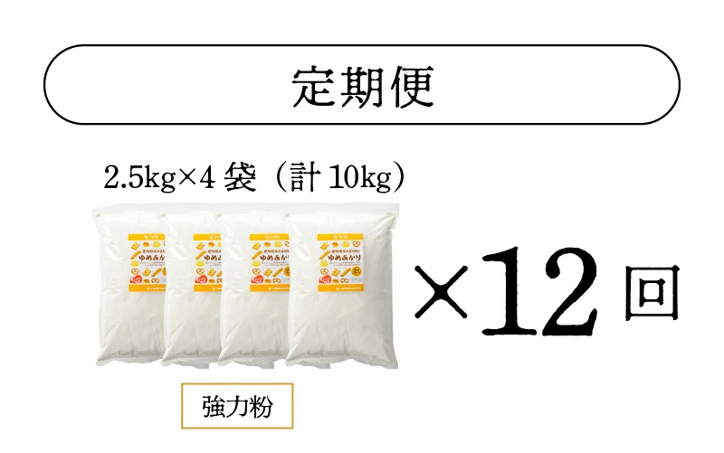 【小麦粉】愛知県産 ゆめあかり 国産 パン用 強力粉 2.5kg×4袋（計10kg） 定期便12回　H008-242