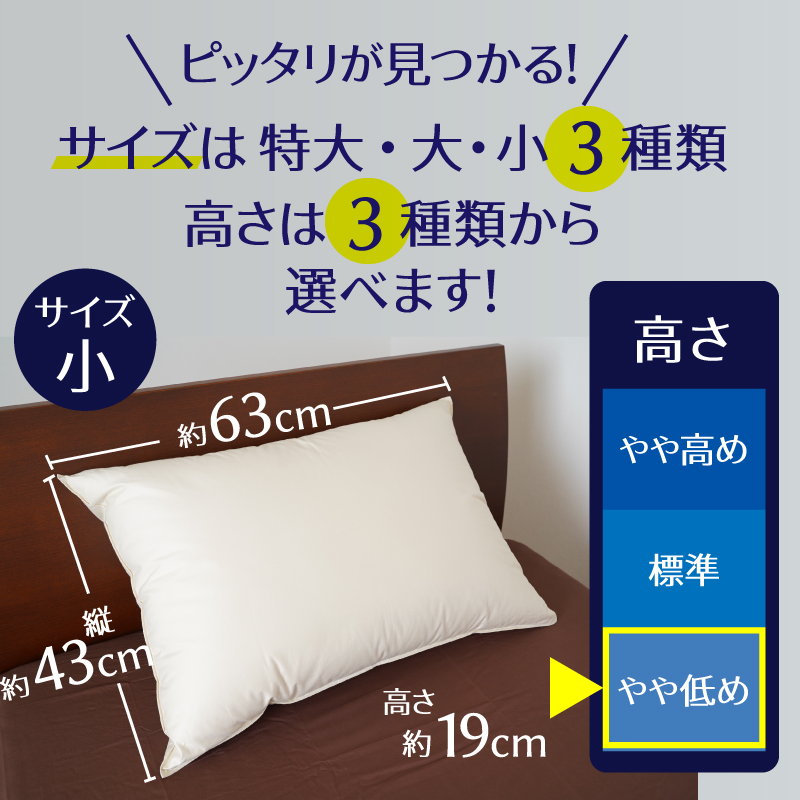 【高さが選べる】天使の羽毛枕 ダウンピロー レギュラークラス (43×63cm) / やや低め 寝具 枕 ふかふか ホテル 睡眠改善  H115-062