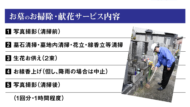 お墓のお掃除・献花サービス【碧南市内墓地限定】　H088-006