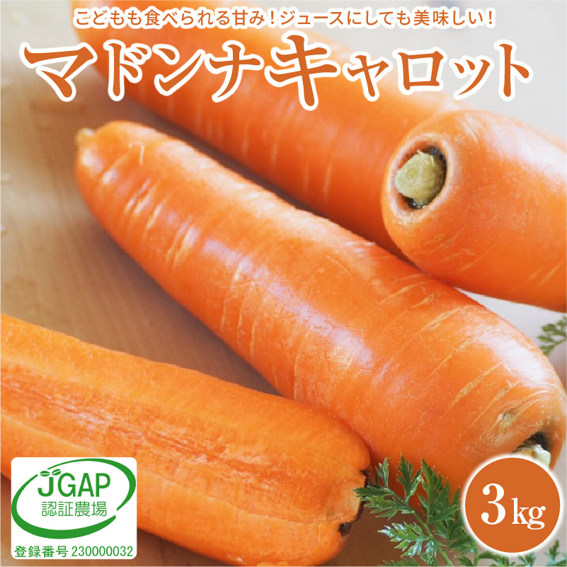 こどもも食べられる甘み！ジュースにしても美味しい！「マドンナキャロット」 3kg　H105-122