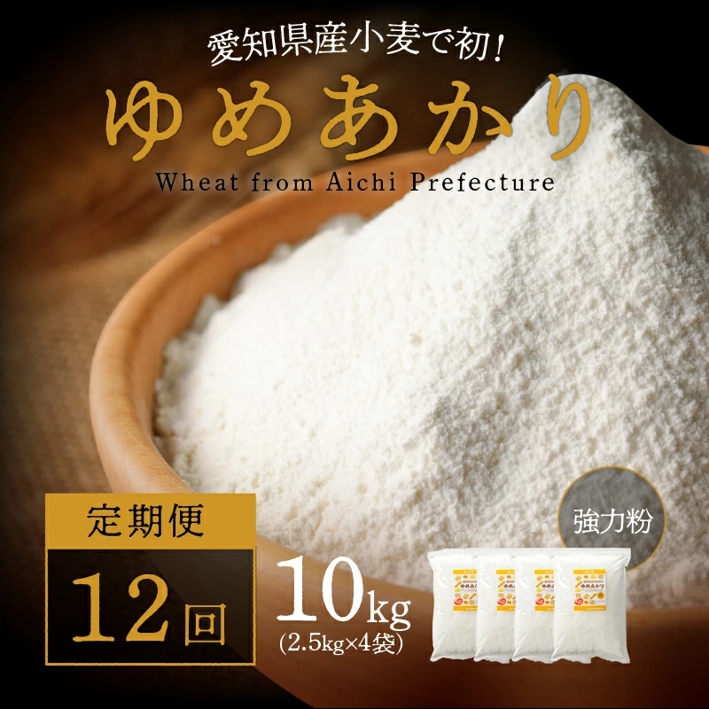 【小麦粉】愛知県産 ゆめあかり 国産 パン用 強力粉 2.5kg×4袋（計10kg） 定期便12回　H008-242