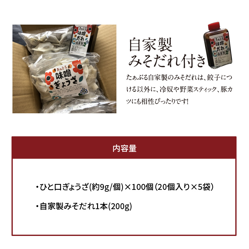 居酒屋のおかあちゃん手作り ひと口味噌ぎょうざ　100個(20個×5袋)　H136-033