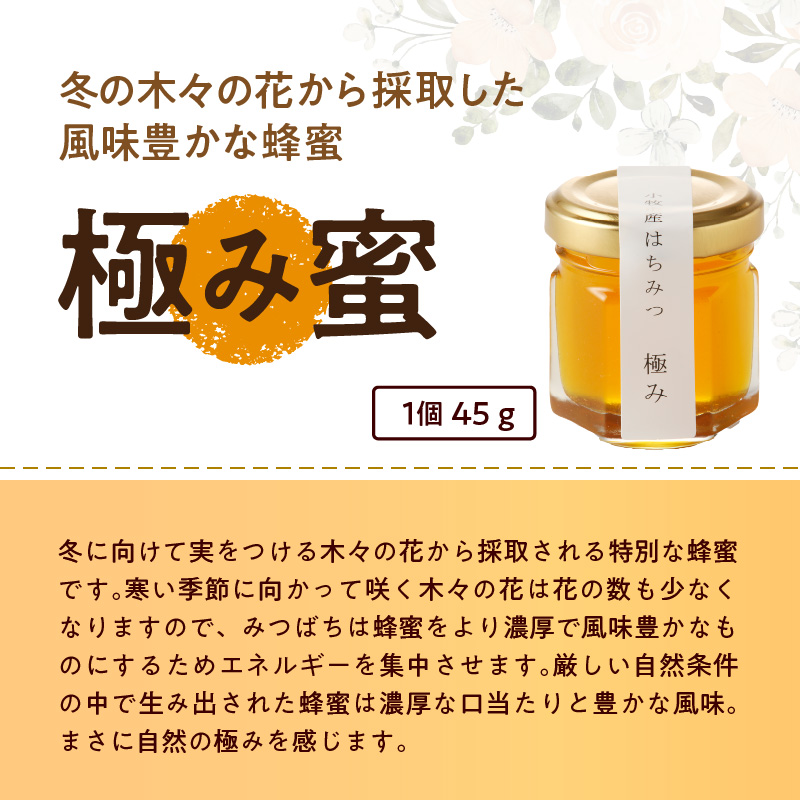 ＜国産＞桃蜜・新蜜・極み 食べ比べ 桃畑で作った完熟非加熱はちみつ（45g×3個）【愛知県小牧市】