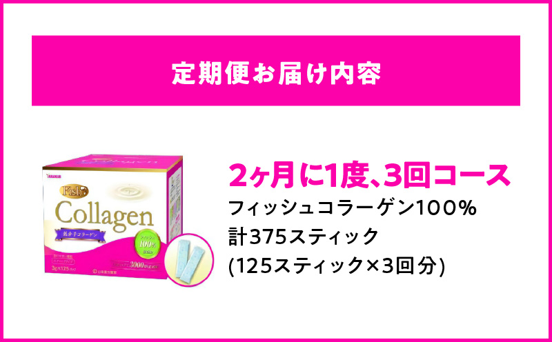 ＜2ヶ月に1度、3回送付 定期便＞山本漢方のコラーゲン