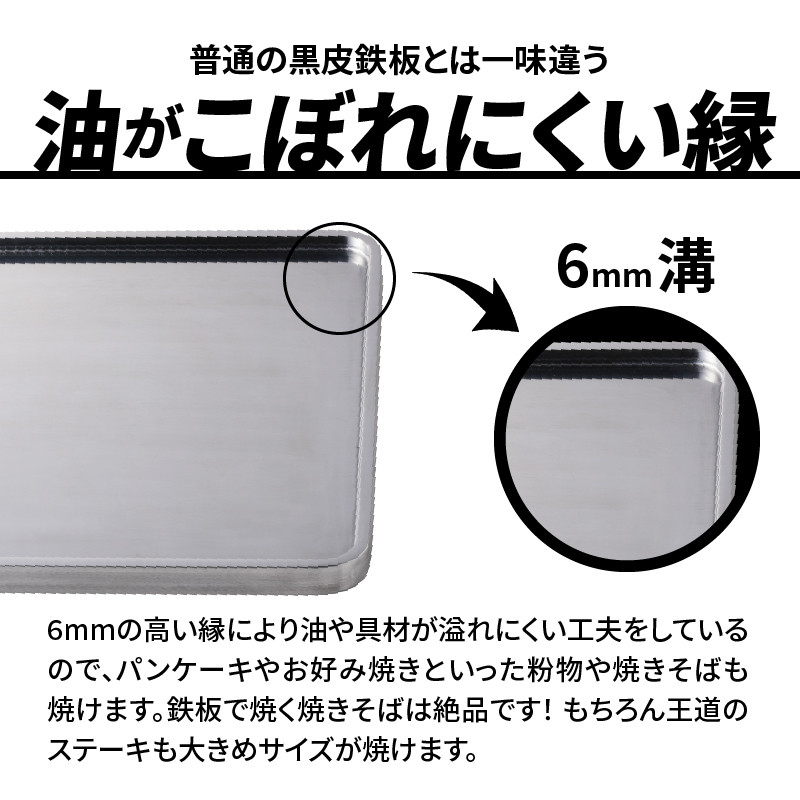 鍛冶屋の頓珍漢 ミガキ鉄板SQ210　特製ステンレス製ハンドル2個