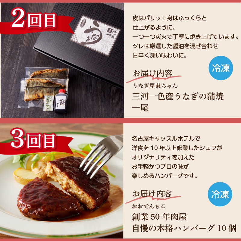 【全５回毎月お届け】肉とうなぎの贅沢定期便（牛肉・豚肉・鶏肉・うなぎ）