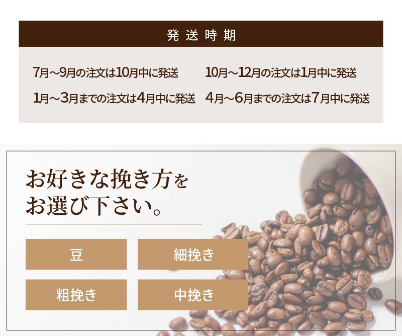 【年４回お届け】季節限定ブレンドと定番ブレンドコーヒーセット　豆