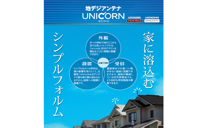 地デジアンテナ UNICORN ユニコーン 白 電化製品 アンテナ テレビ 壁面用 屋外