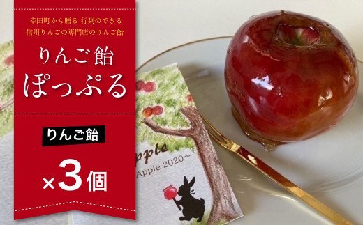 りんご飴「ぽっぷる」(3個 ) りんご農家が贈るりんご飴 リンゴ飴