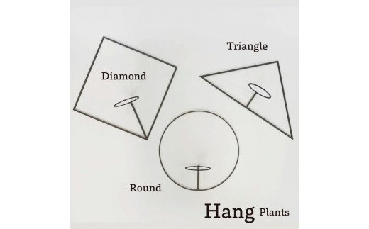 GRAVIRoN Hang Plants シリーズ Triangle/Diamond/Round セット 黒皮鉄（プランツハンガー）