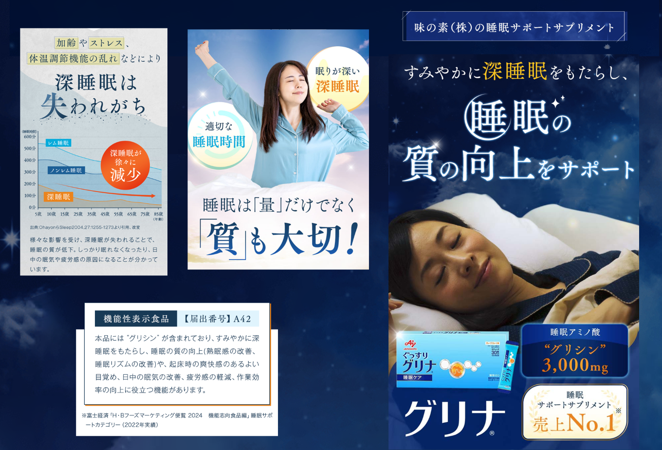 睡眠サポートサプリ、11年連続売り上げNO.1 、愛用者数274万人突破、味の素グリナⓇ（機能性表示食品）スティック30本入り6箱（約180日分）【三重県 三重 四日市市 四日市 四日市市ふるさと納税 四日市ふるさと納税】