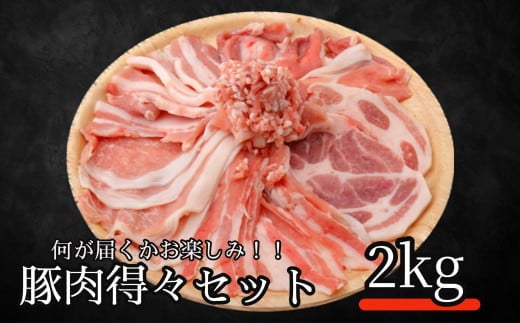 ＜定期便＞何が届くかお楽しみ！！豚肉得々セット　2kg分【６回発送】