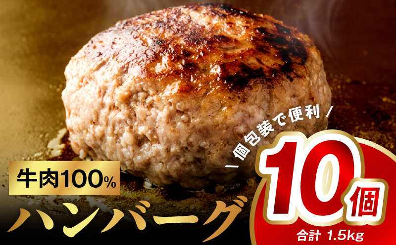 【期間限定】牛肉100％ ハンバーグ 10個（8個+2個）合計 1.5kg 無添加 個包装  G973