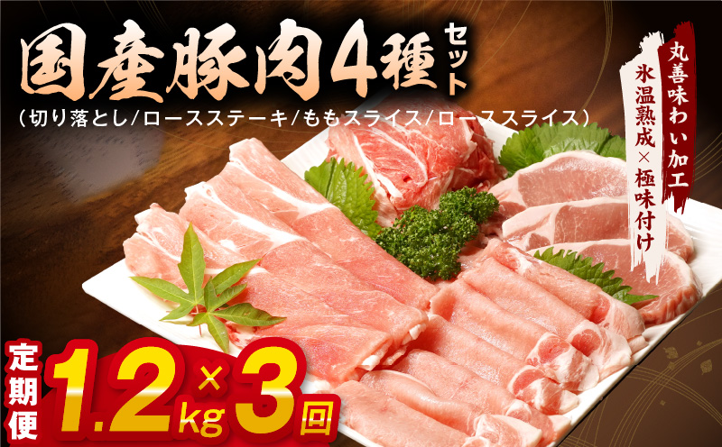 【氷温熟成×極味付け】国産 豚肉 4種セット 定期便 1.2kg×3回 小分け【毎月配送コース】 099Z211