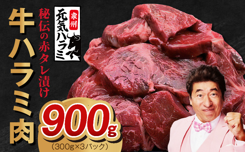 【ガイアの夜明けで紹介！】牛ハラミ肉 900g 秘伝の赤タレ漬け【小分け 300g×3P 牛肉 焼肉用 焼くだけ 小分け BBQ やきにく】 010B1523