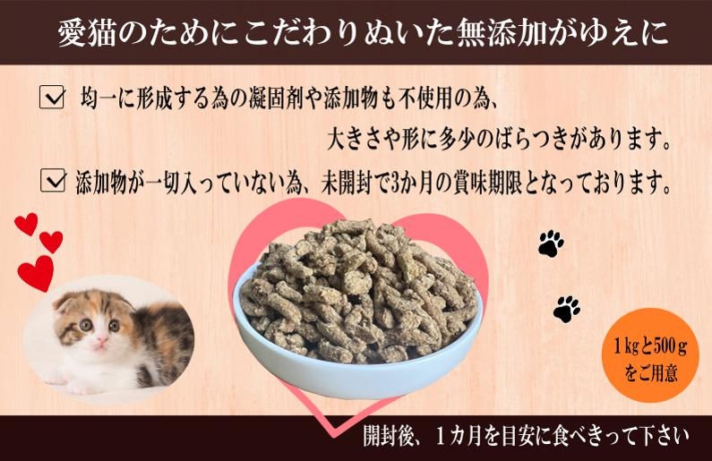 【定期便】国産 無添加 キャットフード「いのちのごはん」1kg×全3回【毎月配送コース】 099Z171