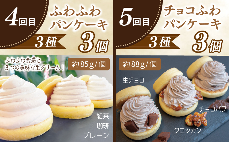 パンケーキカフェcafeblowの「ふわふわパンケーキ」食べ比べ 定期便 全5回【毎月配送コース】 099Z232